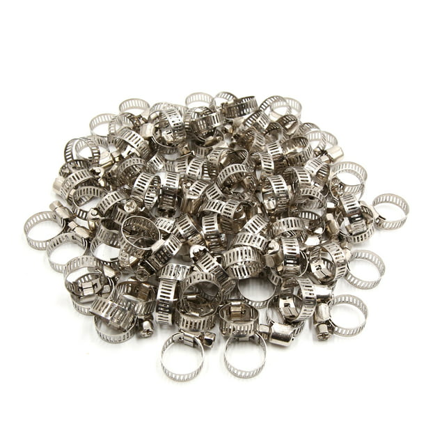 Hose Clamp Accessories Stainless Steel Water Fuel Tube Pipe Spring Clip 100Pcs